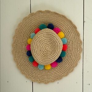 Colorful Pom-Pom Straw Hat